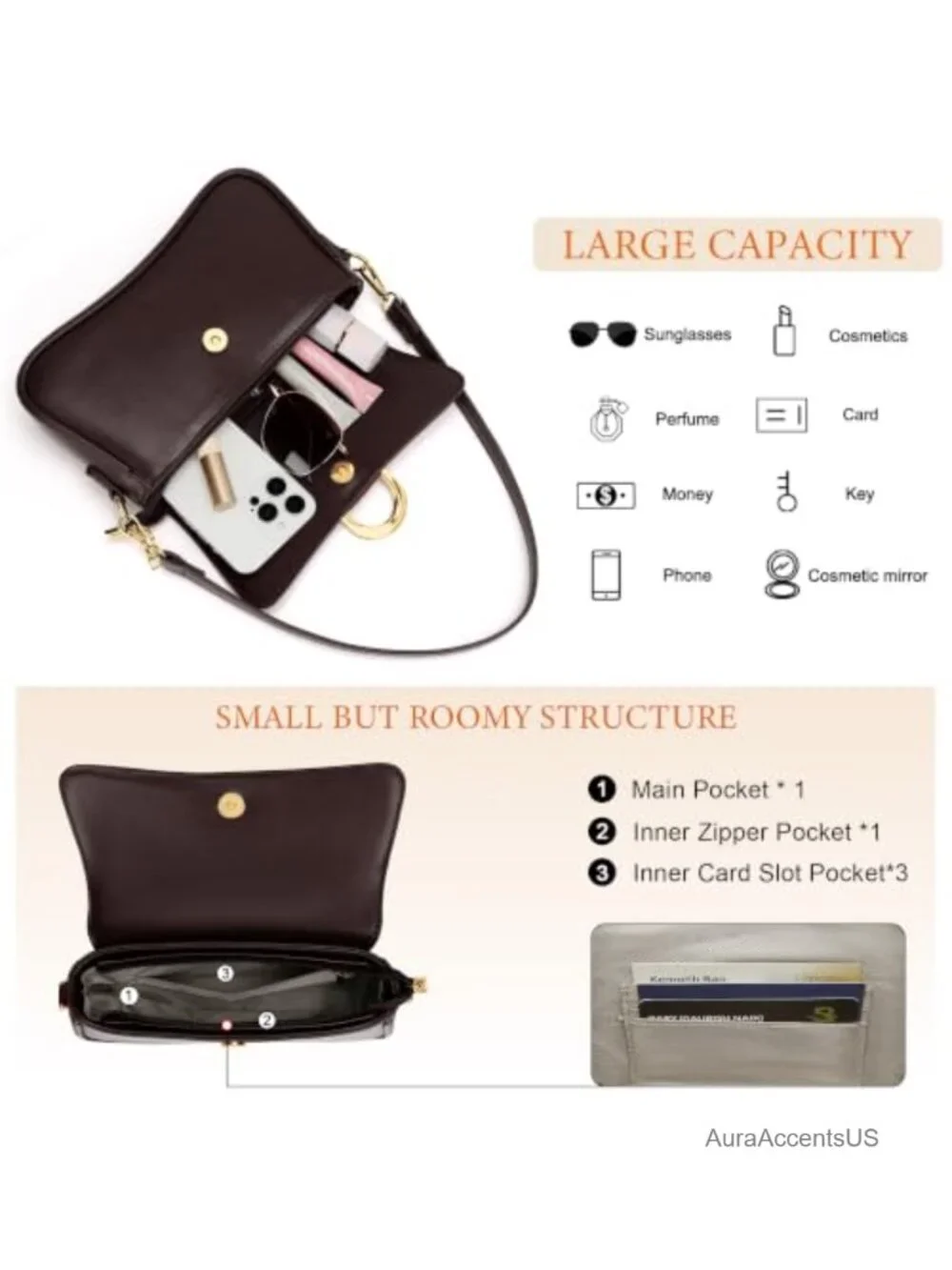 Faux Leather Hobo Shoulder Bag Small Handbag Retro Clutch Purse Vegan Leather